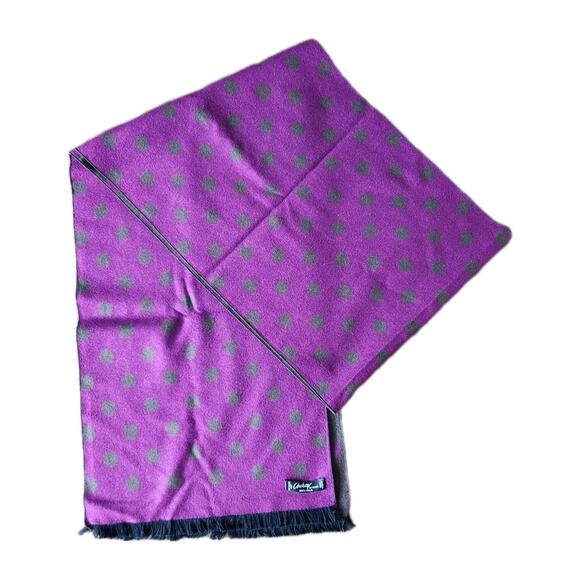 nwot Chelsey by Joseph purple polka dots reversible Scarf 100% Silk soft 11x71" - Picture 4 of 5